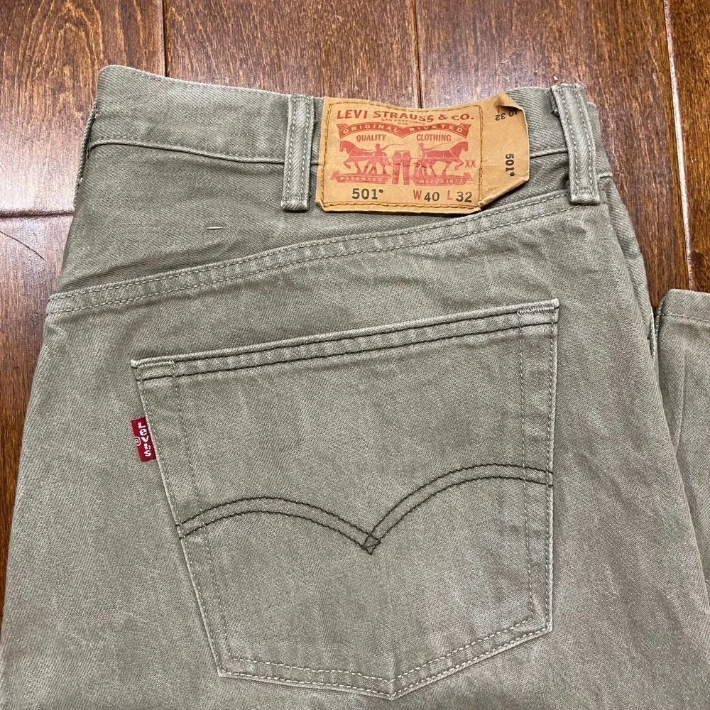 Levi's 501 XX Shrink To Fit Classic Straight Leg Khaki Tan Denim Jeans 40 x 32